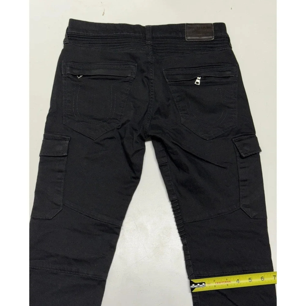 True Religion Jeans Rocco Relaxed‎ Skinny Mens Size 29x32 Black Cargo Moto